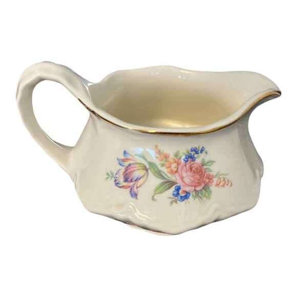 Vintage Cunningham & Pickett Creamer – Floral Pattern – 5 x 5 in – 22K Gold Trim - Picture 3 of 4
